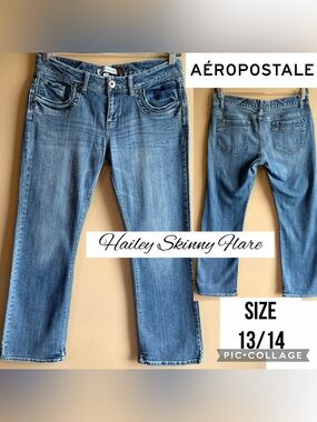 Aeropostale Womens Jeans Hailey Skinny Flare Mid Rise 30” Inseam Stretch 13/14